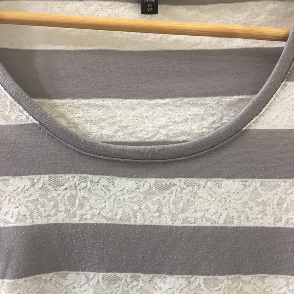 EUC! Express Denim, lace detailed striped top - Picture 3 of 3